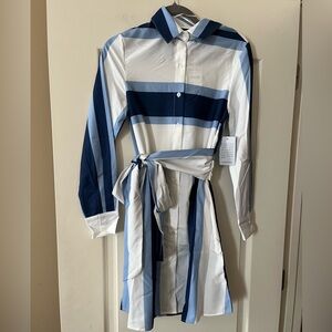 New! Stitchdrop Striped Blue and White Shirt Dress Women’s Size Small